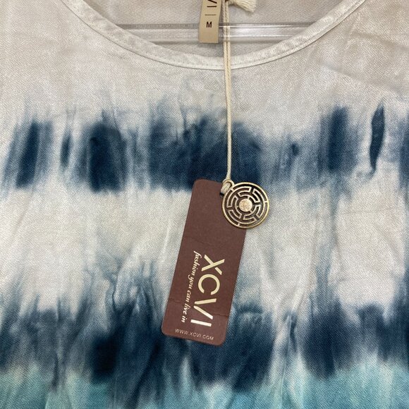 New XCVI Medium Blue Gray Tie Dye Boho Ultra Soft Stretch Long Sleeve Top - Picture 3 of 9